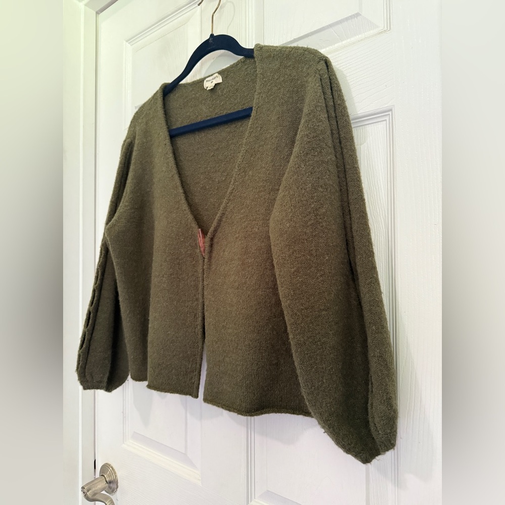 Moss Green Open-Front Women’s Sweater Cardigan - Picture 7 of 13